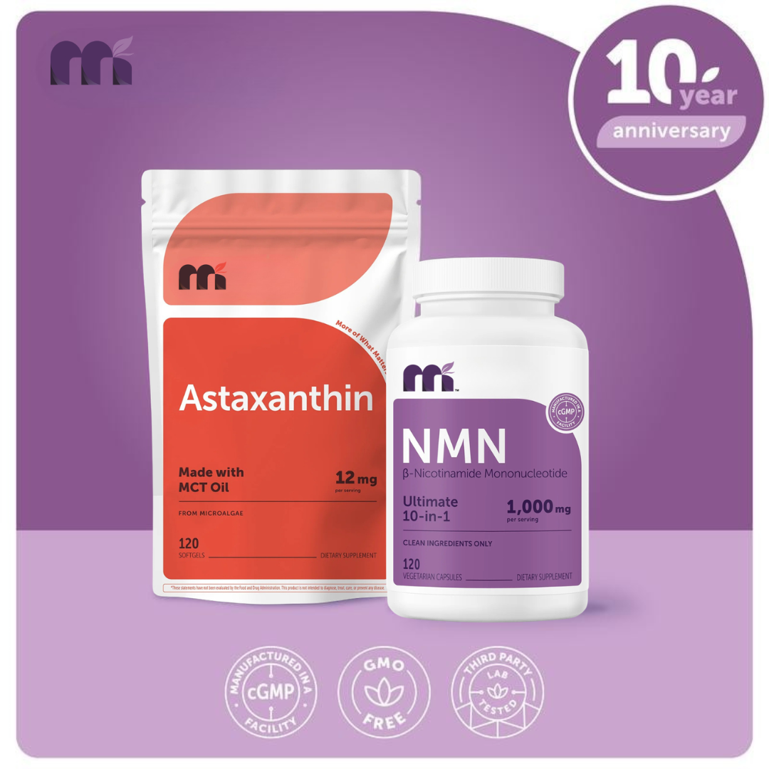 Brooke's Anti-Aging Bundle: NMN Complex 1000mg 120 Capsules & Astaxanthin 12mg 120 Softgels